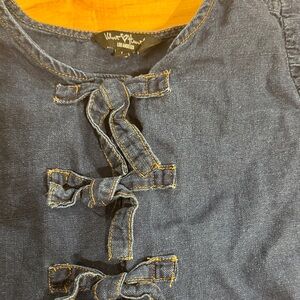 Velvet Heart Indigo Denim Knot-Front Top